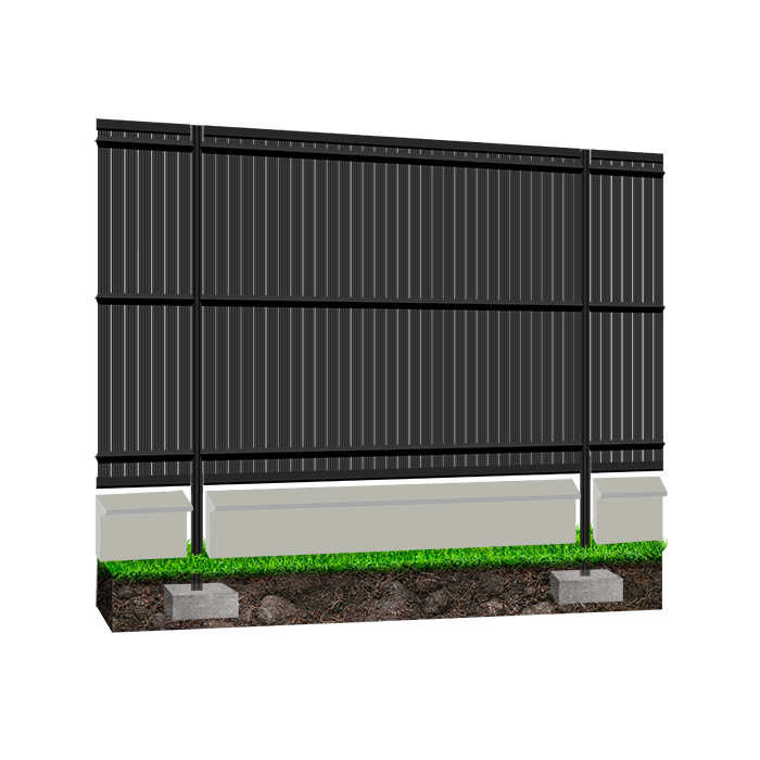 Kit occultant clôture rigide soubassement NBC - H1,73m - L2,50m - Lames occultantes PVC - Pose poteaux à sceller - gris Kit occultant clôture rigide soubassement NBC - H1,73m - L2,50m - Lames occultantes PVC - Pose poteaux à sceller - gris